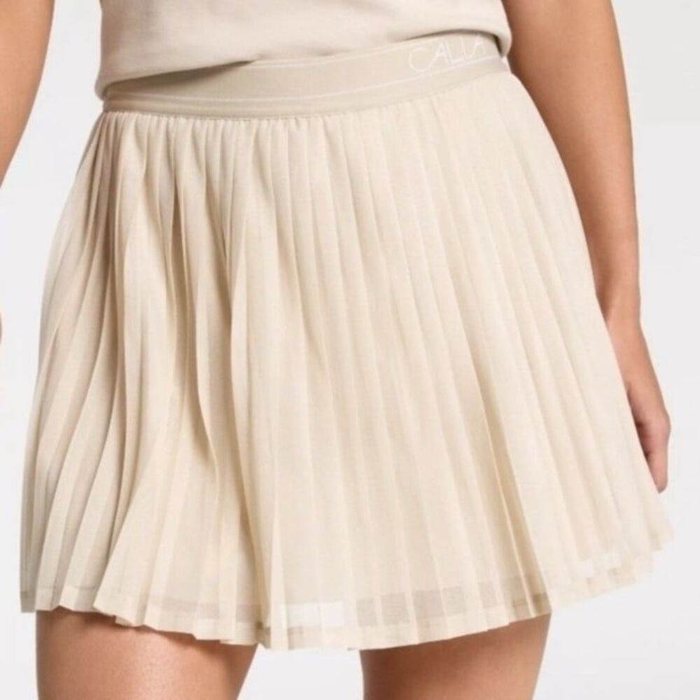 CALIA Athleisure Khaki Sand Pleated Mesh Skort - Size XL NEW NWT